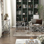 Ensemble de 3 tables basses Ders Glam Chrome et placage or avec plateau en verre trempé par Furniture of America