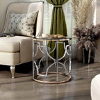 Ensemble de 3 tables basses Ders Glam Chrome et placage or avec plateau en verre trempé par Furniture of America