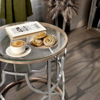 Ensemble de 3 tables basses Ders Glam Chrome et placage or avec plateau en verre trempé par Furniture of America