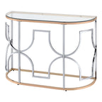 Ensemble de 3 tables basses Ders Glam Chrome et placage or avec plateau en verre trempé par Furniture of America