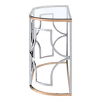 Ensemble de 3 tables basses Ders Glam Chrome et placage or avec plateau en verre trempé par Furniture of America