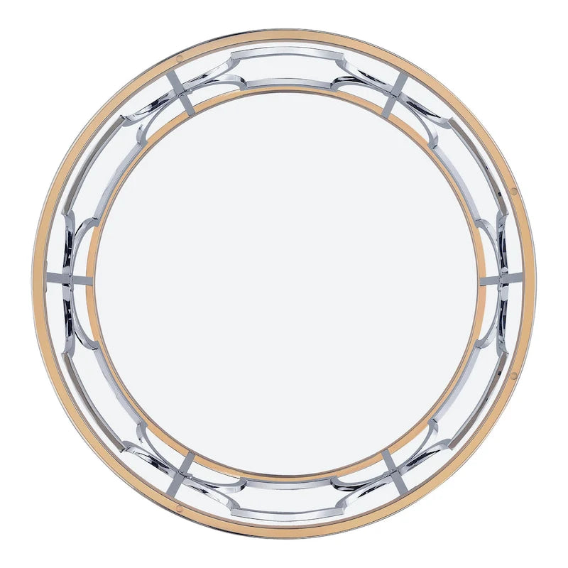 Ensemble de 3 tables basses Ders Glam Chrome et placage or avec plateau en verre trempé par Furniture of America