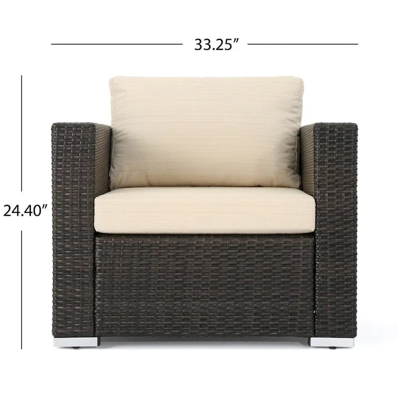 Canapé d'angle d'extérieur 8 places en osier Santa Rosa avec coussins, par Christopher Knight Home