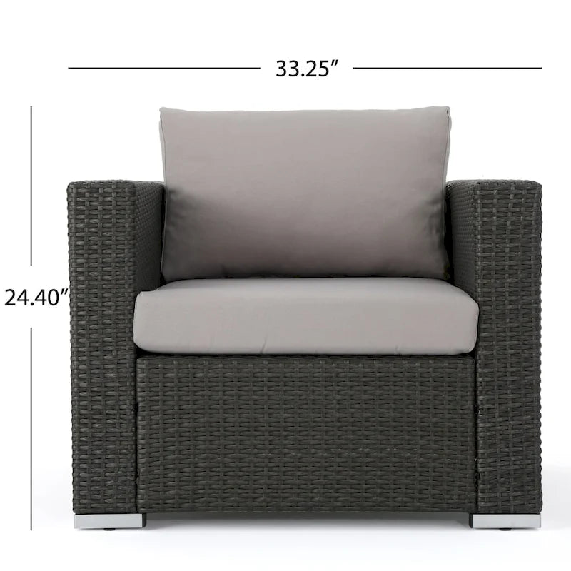 Canapé d'angle d'extérieur 8 places en osier Santa Rosa avec coussins, par Christopher Knight Home