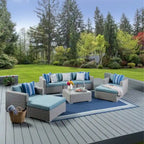 Canapé d'angle d'extérieur 8 places en osier Santa Rosa avec coussins, par Christopher Knight Home