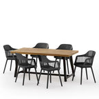 Ensemble de salle à manger d'extérieur 7 pièces Dahlia en bois et résine par Christopher Knight Home
