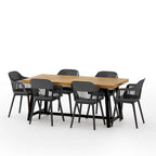 Ensemble de salle à manger d'extérieur 7 pièces Dahlia en bois et résine par Christopher Knight Home