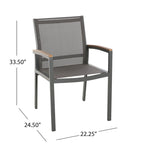 Ensemble de salle à manger d'extérieur 7 pièces en aluminium Luton avec plateau de table en verre de Christopher Knight Home