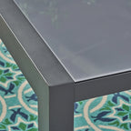 Ensemble de salle à manger d'extérieur 7 pièces en aluminium Luton avec plateau de table en verre de Christopher Knight Home