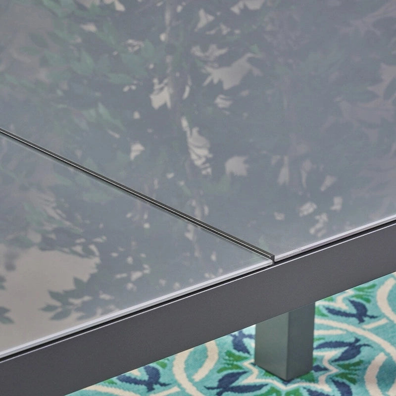 Ensemble de salle à manger d'extérieur 7 pièces en aluminium Luton avec plateau de table en verre de Christopher Knight Home