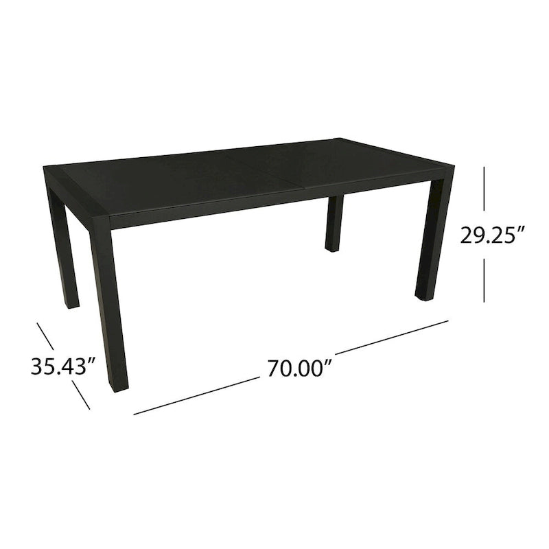 Ensemble de salle à manger d'extérieur 7 pièces en aluminium Luton avec plateau de table en verre de Christopher Knight Home