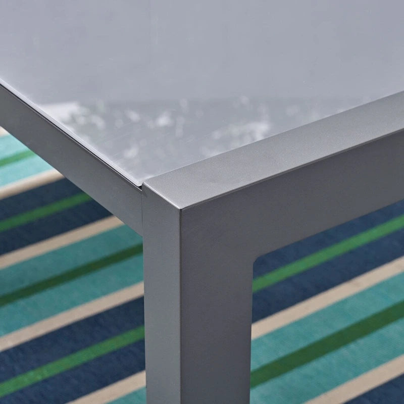 Ensemble de salle à manger d'extérieur 7 pièces en aluminium Luton avec plateau de table en verre de Christopher Knight Home