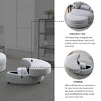 Fauteuil rond et grand Welike Swivel Accent Barrel, canapé moderne gris, avec pouf de rangement