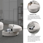 Fauteuil rond et grand Welike Swivel Accent Barrel, canapé moderne gris, avec pouf de rangement