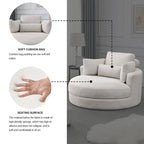 Fauteuil rond et grand Welike Swivel Accent Barrel, canapé moderne gris, avec pouf de rangement