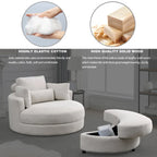 Fauteuil rond et grand Welike Swivel Accent Barrel, canapé moderne gris, avec pouf de rangement