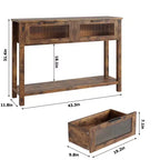 Table d'entrée Whizmax, Console en bois avec 2 tiroirs en verre, Table de canapé à 2 niveaux avec rangement pour salon, Tables de hall pour entrée