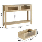 Table d'entrée Whizmax, Console en bois avec 2 tiroirs en verre, Table de canapé à 2 niveaux avec rangement pour salon, Tables de hall pour entrée