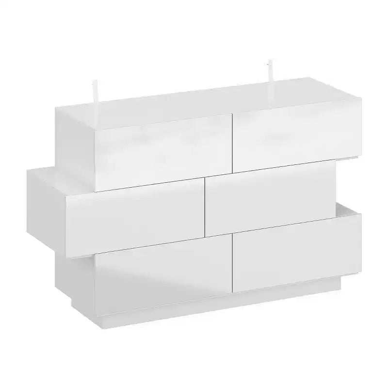Commode brillante Famapy avec 6 tiroirs, style moderne et contemporain, couleur blanche