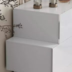 Commode brillante Famapy avec 6 tiroirs, style moderne et contemporain, couleur blanche