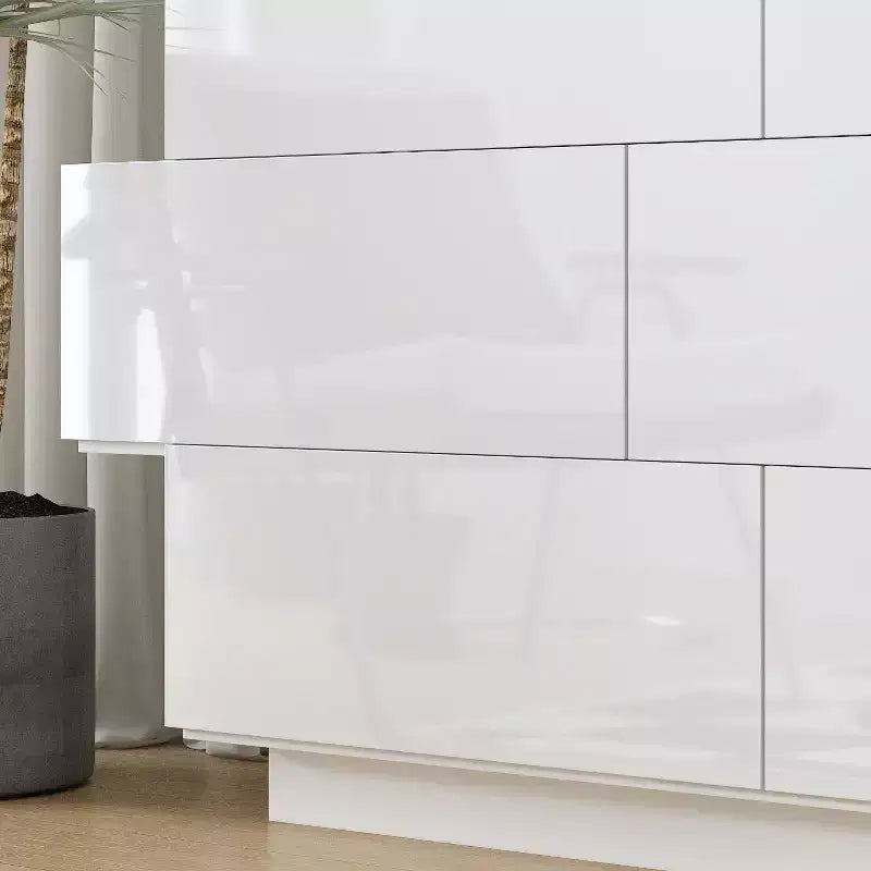 Commode brillante Famapy avec 6 tiroirs, style moderne et contemporain, couleur blanche