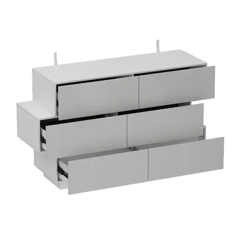 Commode brillante Famapy avec 6 tiroirs, style moderne et contemporain, couleur blanche