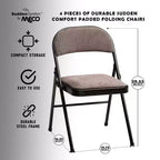 MECO Lot de 4 chaises pliantes rembourrées de luxe Sudden Comfort avec assise de 40,6 x 40,6 cm et patins de protection pour les pieds