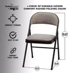 MECO Lot de 4 chaises pliantes rembourrées de luxe Sudden Comfort avec assise de 40,6 x 40,6 cm et patins de protection pour les pieds