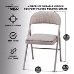 MECO Lot de 4 chaises pliantes rembourrées de luxe Sudden Comfort avec assise de 40,6 x 40,6 cm et patins de protection pour les pieds