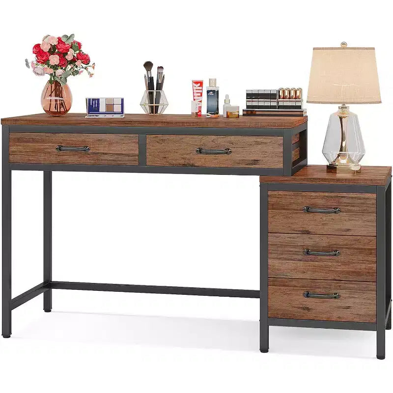 Tribesigns Vanity Desk with 5 Drawers(Without Mirror)