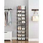 SONGMICS Étagère à chaussures, Organisateur de chaussures à 10 niveaux, Meuble de rangement pour 20 paires de chaussures, Facile à monter, Entrée, Noir