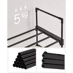 SONGMICS Étagère à chaussures, Organisateur de chaussures à 10 niveaux, Meuble de rangement pour 20 paires de chaussures, Facile à monter, Entrée, Noir