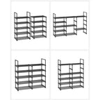 SONGMICS Étagère à chaussures, Organisateur de chaussures à 10 niveaux, Meuble de rangement pour 20 paires de chaussures, Facile à monter, Entrée, Noir
