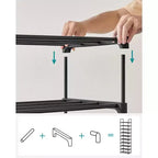 SONGMICS Étagère à chaussures, Organisateur de chaussures à 10 niveaux, Meuble de rangement pour 20 paires de chaussures, Facile à monter, Entrée, Noir