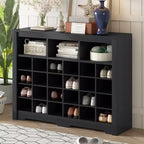 Meuble à chaussures avec base incurvée Grande capacité Meuble à chaussures autonome avec 24 compartiments Organisateur en bois pour entrée, chambre, salon