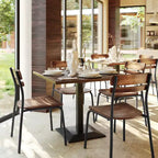Chaise de salle à manger en bois massif de qualité commerciale Flash Furniture Cyprus avec cadre en métal et finition antique