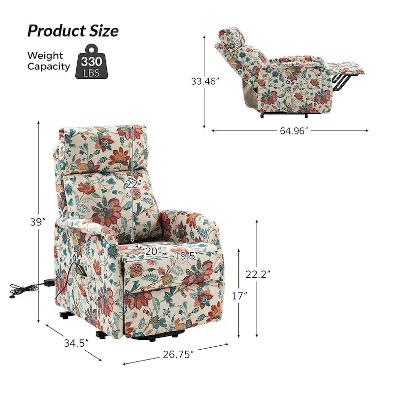 Fauteuil inclinable motorisé Elisa Power (lot de 2) avec base métallique