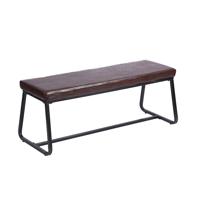 Banc d'entrée Remy, revêtement en similicuir, pieds en fer