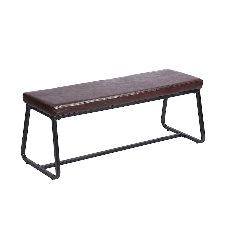 Banc d'entrée Remy, revêtement en similicuir, pieds en fer
