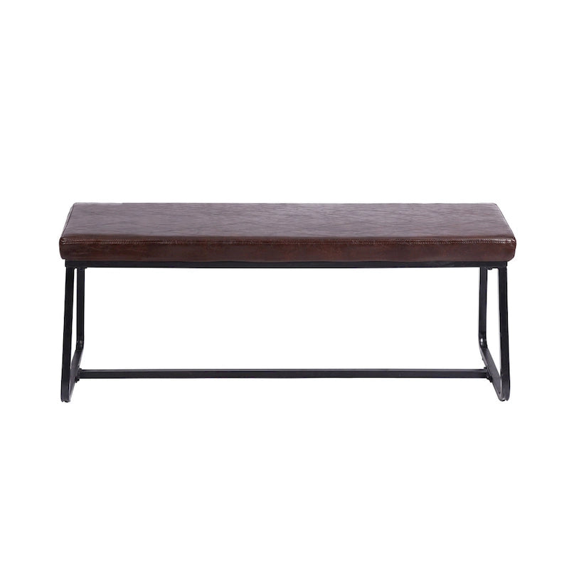 Banc d'entrée Remy, revêtement en similicuir, pieds en fer