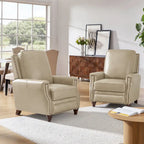 Fauteuil inclinable en cuir véritable de style Mid-century moderne avec garniture cloutée (lot de 2) par HULALA HOME