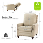 Fauteuil inclinable en cuir véritable de style Mid-century moderne avec garniture cloutée (lot de 2) par HULALA HOME