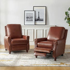Fauteuil inclinable en cuir véritable de style Mid-century moderne avec garniture cloutée (lot de 2) par HULALA HOME