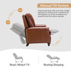 Fauteuil inclinable en cuir véritable de style Mid-century moderne avec garniture cloutée (lot de 2) par HULALA HOME