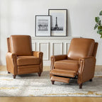 Fauteuil inclinable en cuir véritable de style Mid-century moderne avec garniture cloutée (lot de 2) par HULALA HOME