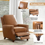 Fauteuil inclinable en cuir véritable de style Mid-century moderne avec garniture cloutée (lot de 2) par HULALA HOME