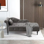 Chaise longue en velours 61 po avec 1 oreiller et garniture cloutée