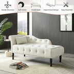 Chaise longue en velours 61 po avec 1 oreiller et garniture cloutée