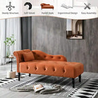 Chaise longue en velours 61 po avec 1 oreiller et garniture cloutée
