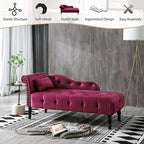Chaise longue en velours 61 po avec 1 oreiller et garniture cloutée